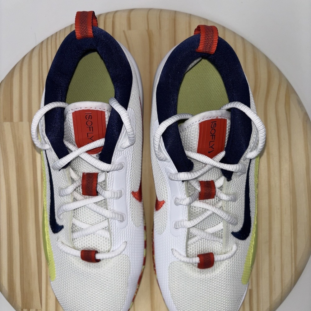 Nike IsoFly GS 'White Limelight Midnight Navy' HJ3866-100 Kids Sz6Y - Picture 4 of 10